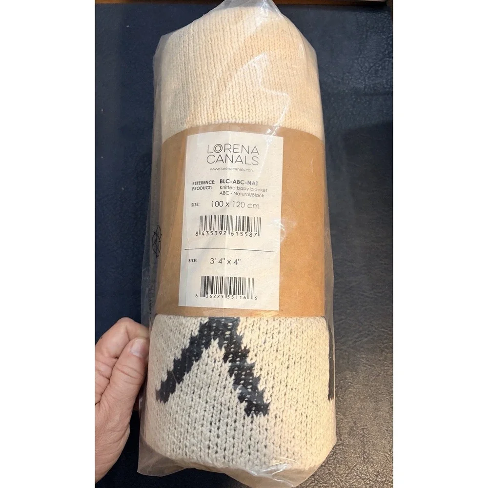 Lorena Canals Knitted 🧶 Baby Blanket ABC In Natural & Black